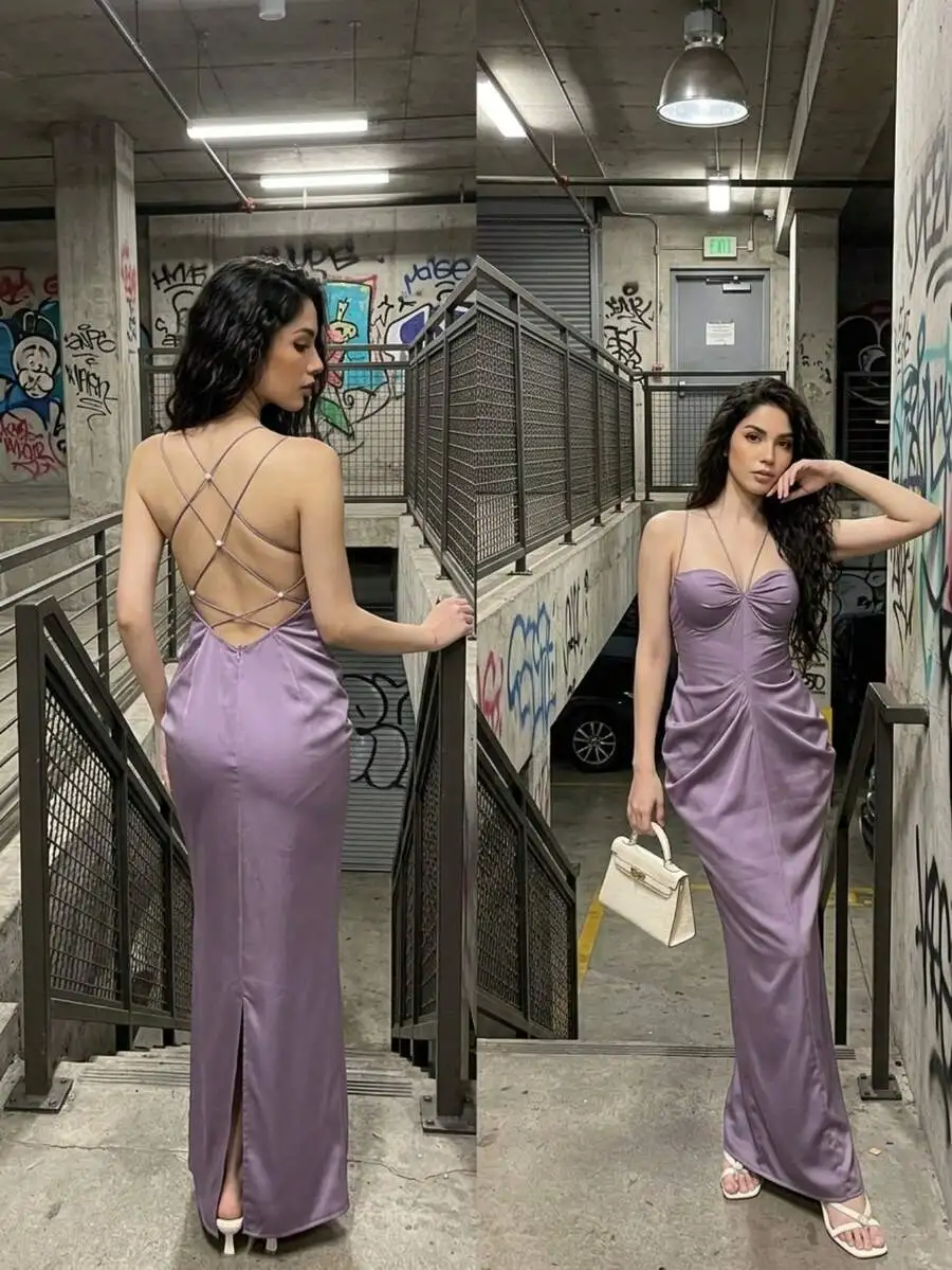 

Womens Backless Slip Dress Slimming A-Line Long Dress Sleeveless Summer Party Dress
