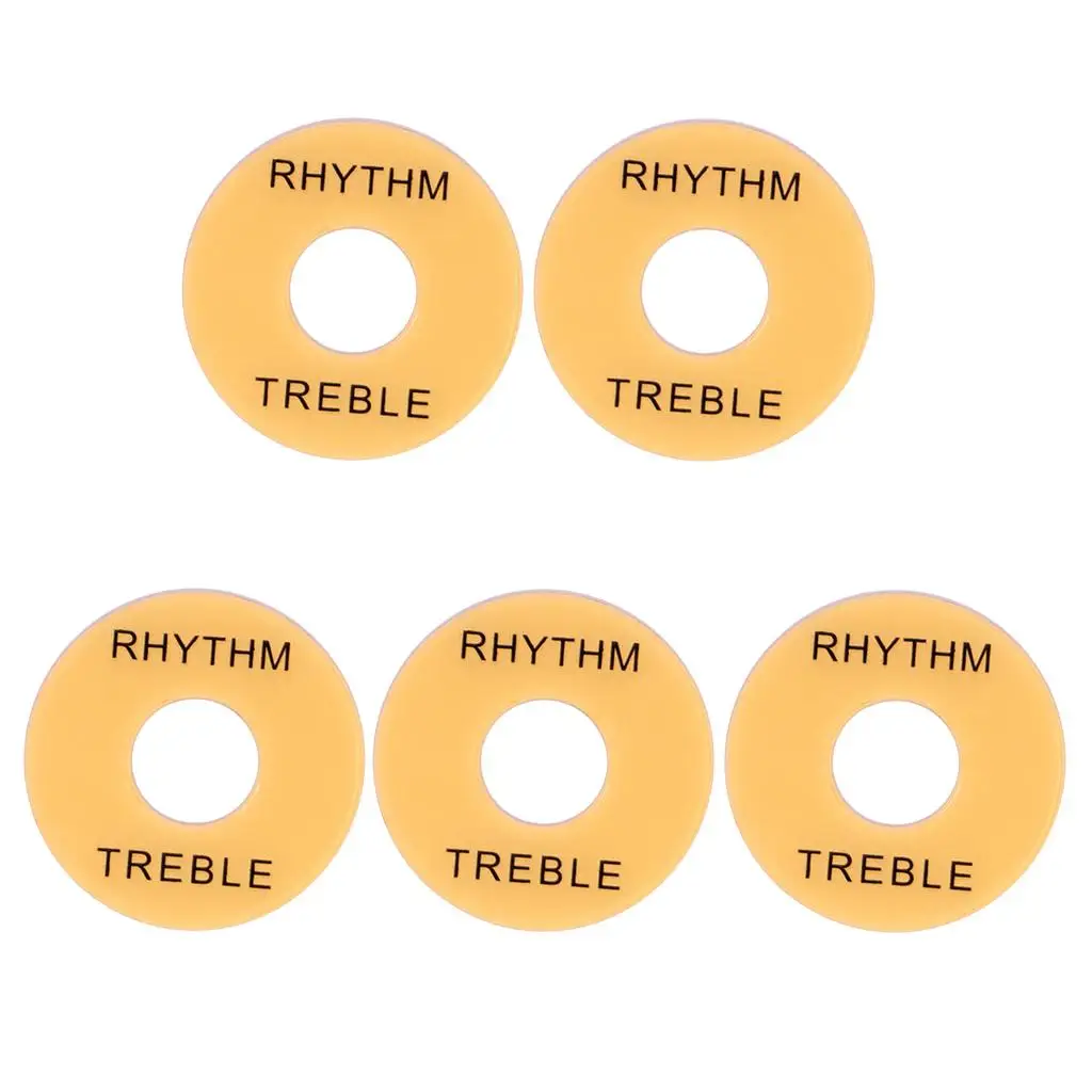 5Pcs 3-way Electric Guitar Plastic Toggle Switch Washer Cover with Letters  Rythm Treble Ring for LP Guitar Replacement Parts