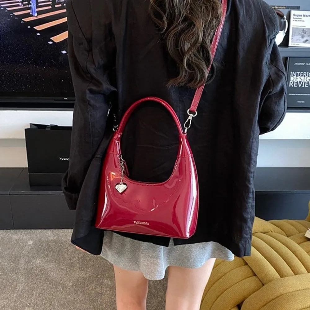 

Handbag Korean PU Crossbody Bag Love Heart Pendant PU Leather Korean Underarm Bag Dumpling Bag Large Capacity Women Shoulder Bag