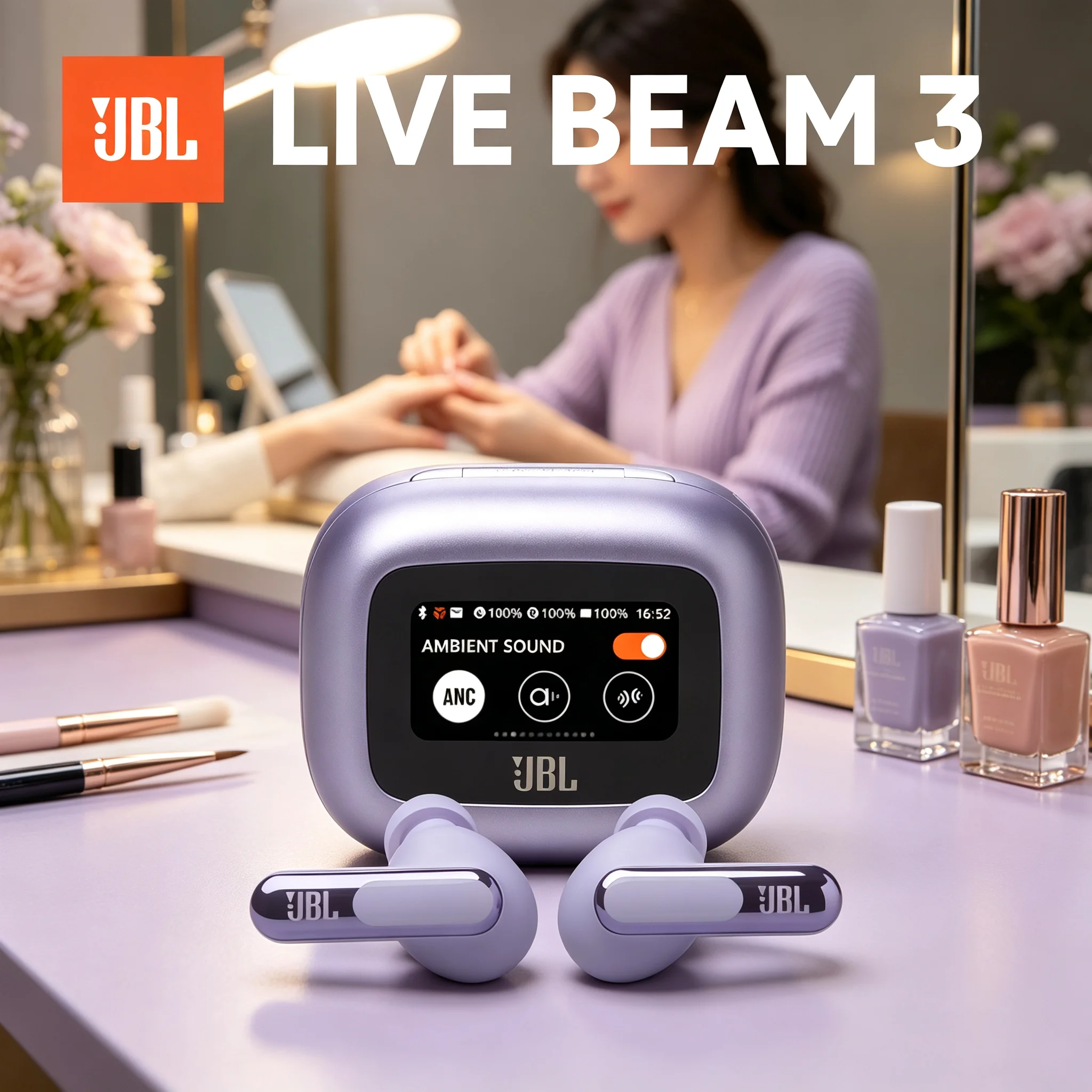 JBL LIVE BEAM 3 TWS Earbuds Adaptive ANC Hi-Res Audio 6 Mics IP55 Dustproof Waterproof Wireless Charging Earphones