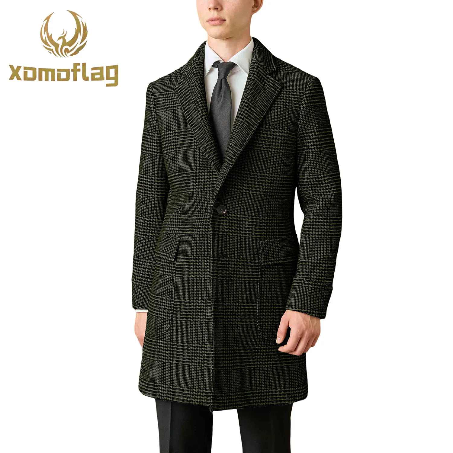 الرجال منقوشة معطف الصوف سترة الخريف الشتاء تويد سميكة خندق معطف مخصص الأعمال الرسمية لباس غير رسمي الحلل #6