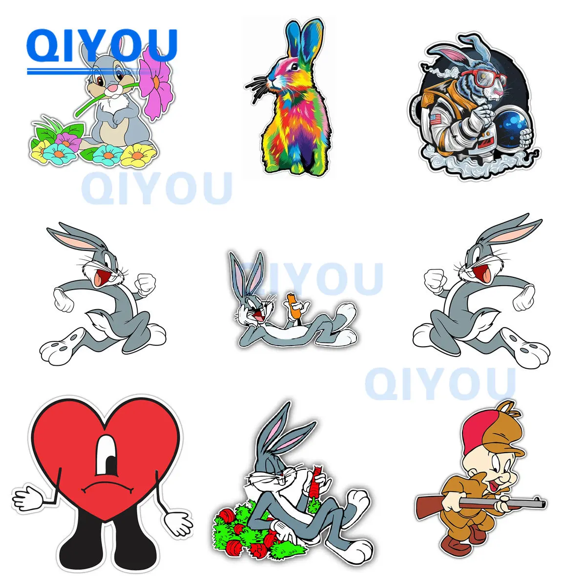 Creative Decoration  Rabbit Road Runner Car Sticker Suitable for Car Fuel Tank Cap Laptop Die-cut Reflective PVC Decal