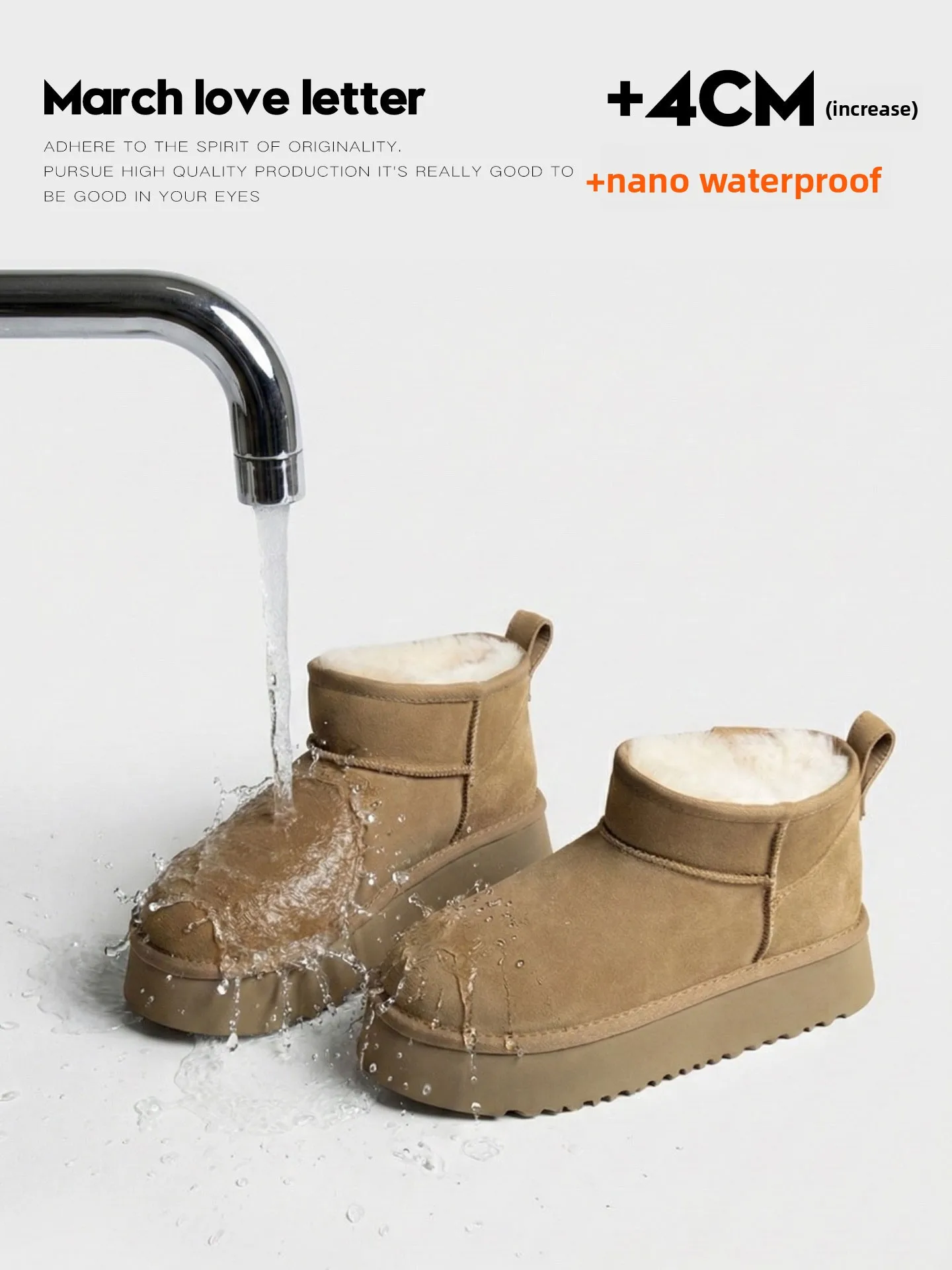 

Waterproof Anti-slip Thi Bot Real Wool Women's Winter Fce Lined ort Snow Boots Casual round Toe Rubber Outsole