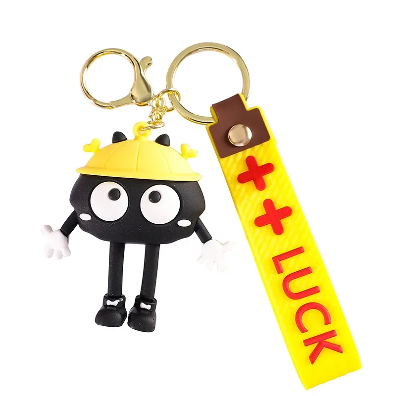 Minso 車のペンダント、キーチェーン、カップルバッグペンダント、黒炭玉漫画 3D ミニチュア像、キーチェーン