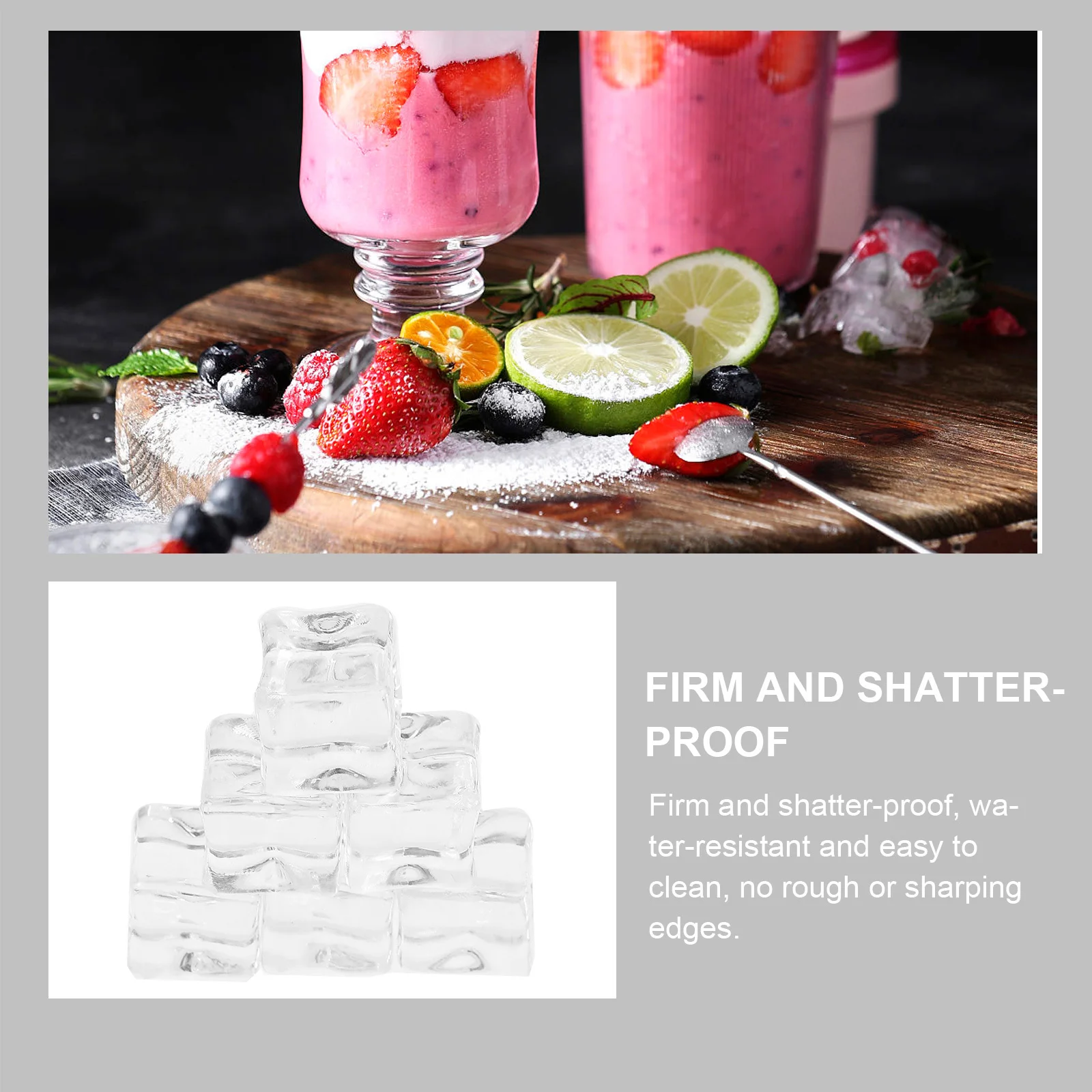 

200Pcs Artificial Ice Cubes Clear Transparent Reusable Fake Ice for Table Scatter Decoration Photo Prop Home Bar Party Supplies