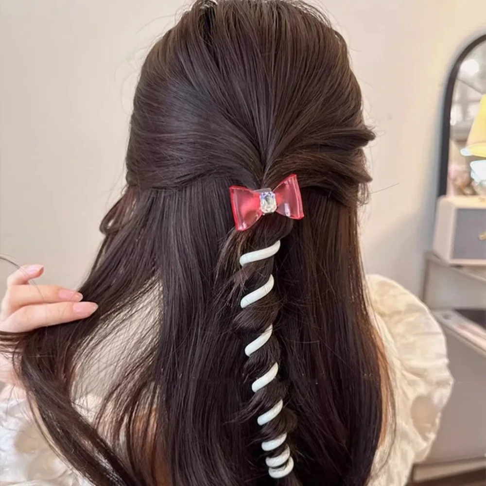 Resin Telephone Wire Hair Rope Bow Candy Color Telephone Line Headband Hair Styling Tools Korean Style Bubble Braid Hair Tie