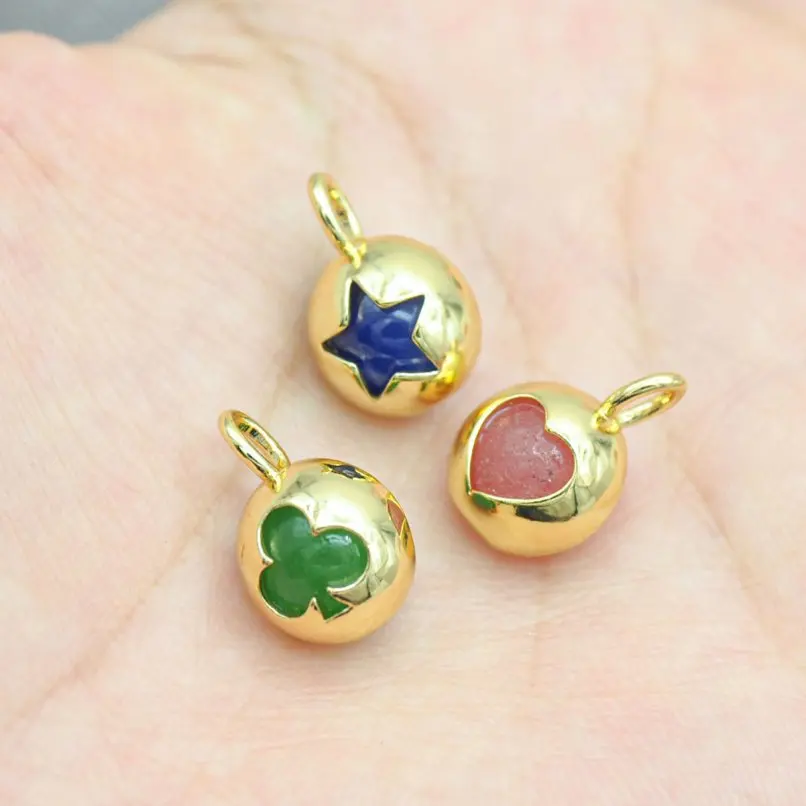 

5Pcs Star Stars Pentagram Heart Point Plant Leaf Shape Charms Gift For Her Semi-precious Stone Jade Cubic Zirconia Jewelry