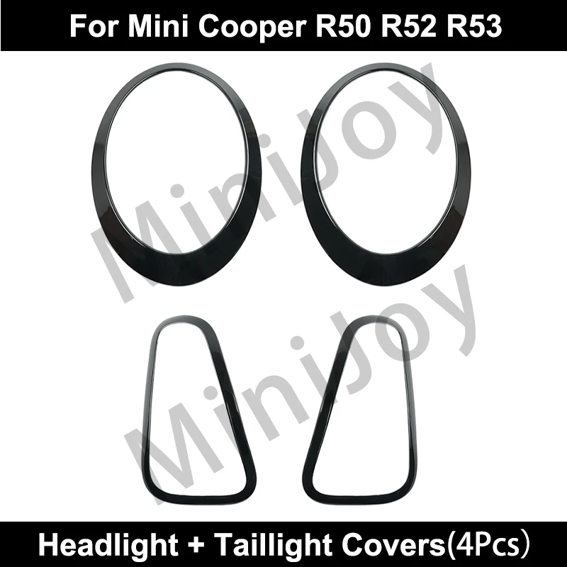 Gloss Black Car Headlight Head Tail Light Rear Lamps Frame Rings Cover Stickers For MINI Cooper S R50 R52 R53 Auto Accessories