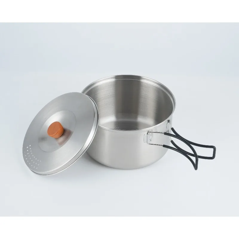 One to Two Stainless Steel Camping Pot Set Heat Resistant Handle Mountaineering Running Leisure Outdoor Activities Tour
