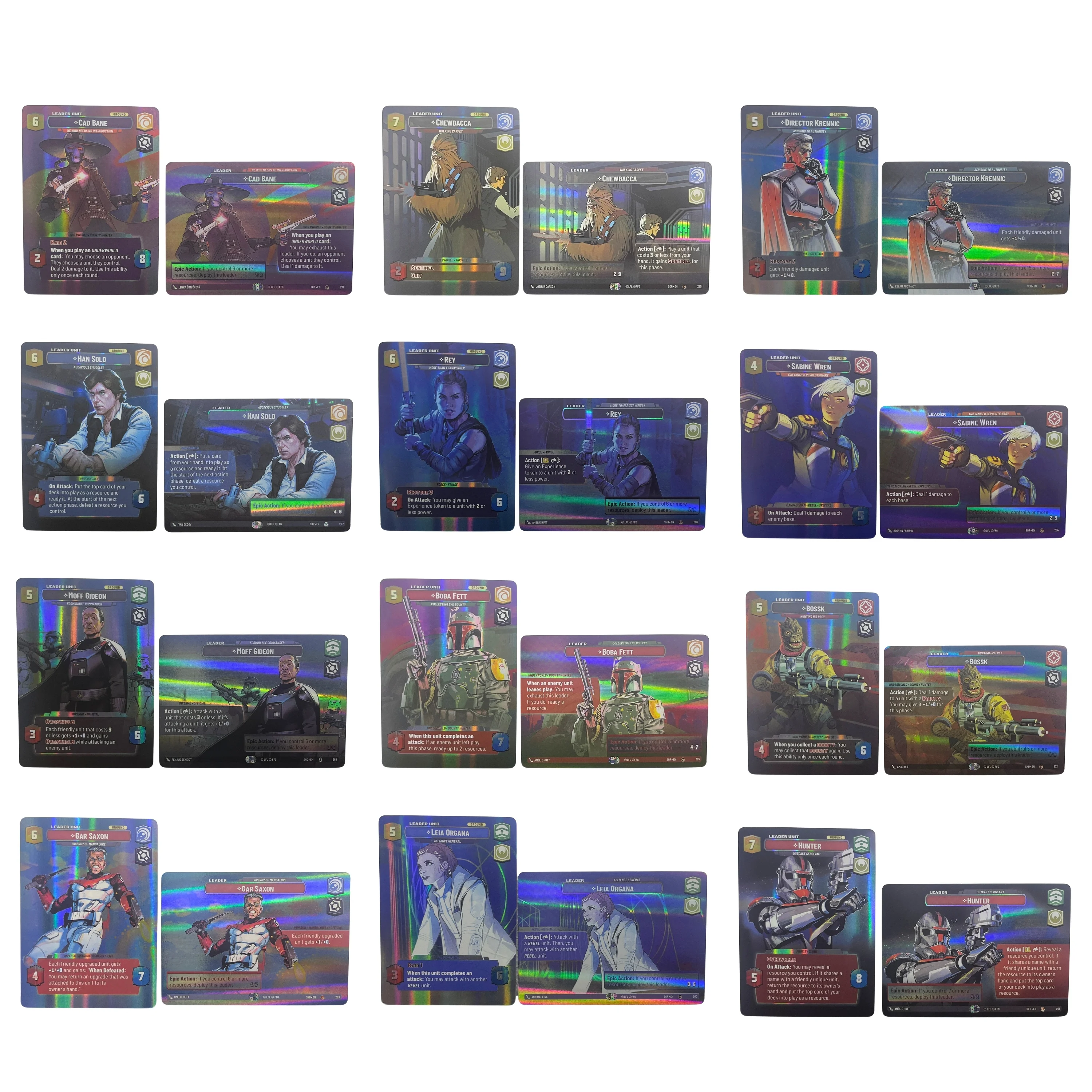 SWUDB Top-Grade Rare Collectible SWU Cards Boba Fett  Han Solo Leia Organa Cad Bane Chewbacca Rey Sabine Wren ShowcaseAlt Art