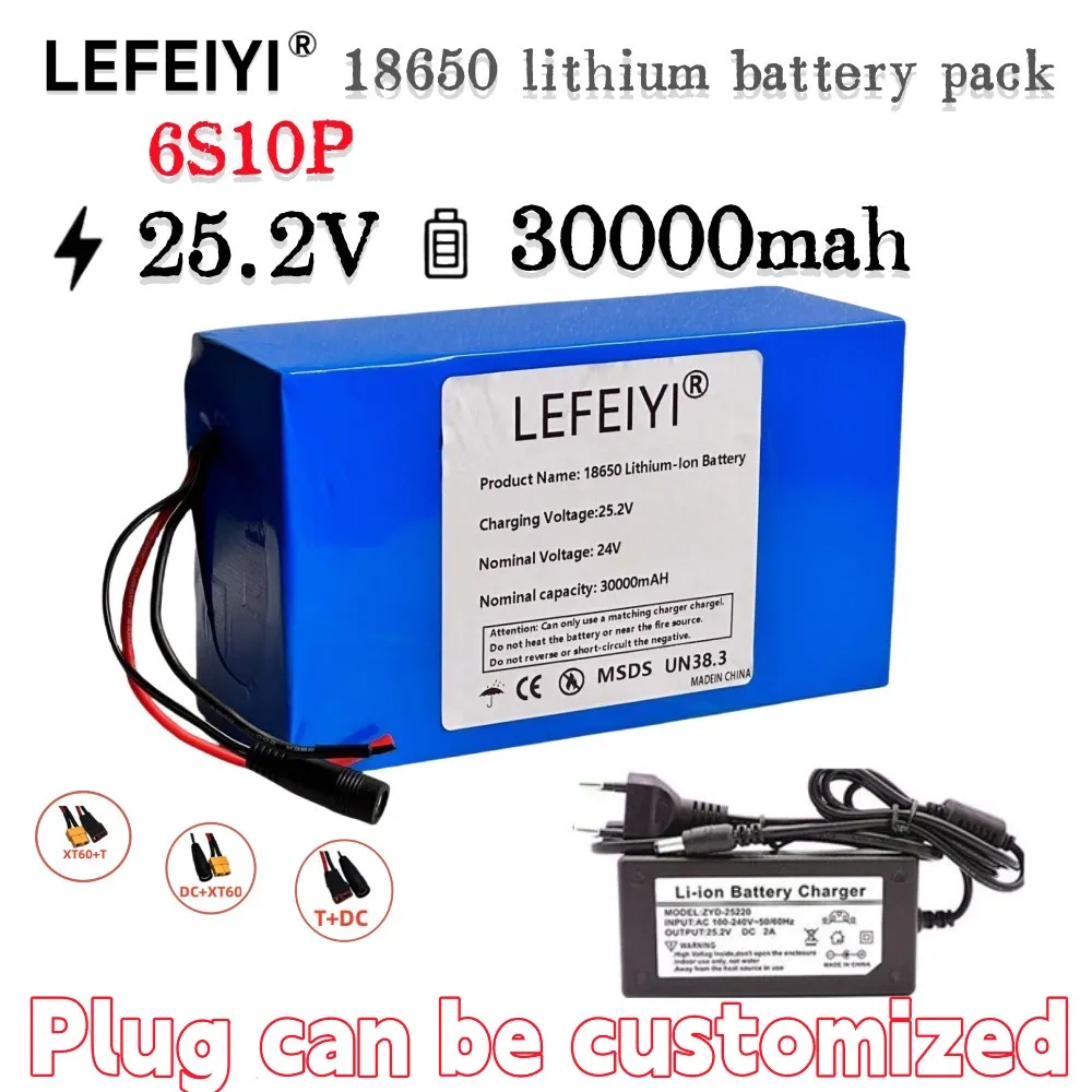 2024 6S10P 24V/25.2V Battery Electric Bicycle Battery Pack 500W High Power Large Capacity Motorcycle Scooter 18650 Lithium Batte