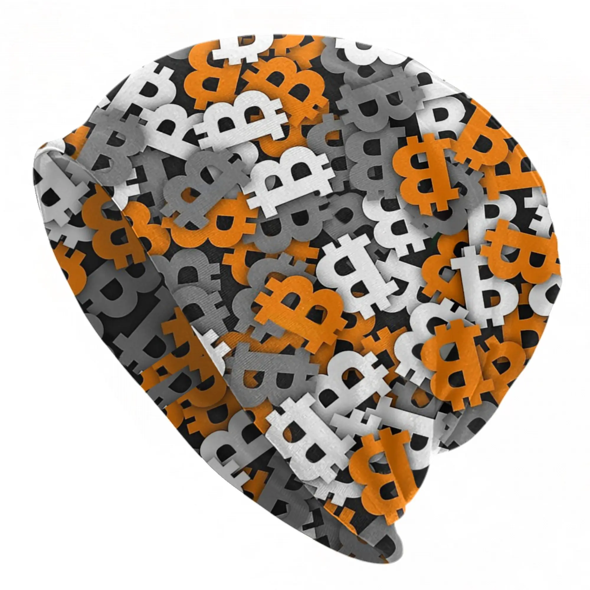 Bitcoin Camouflage Bonnet Hats Goth Ski Crypto Cryptocurrency Currency BTC HODL Skullies Beanies Hats Unisex Warm Head Wrap Caps
