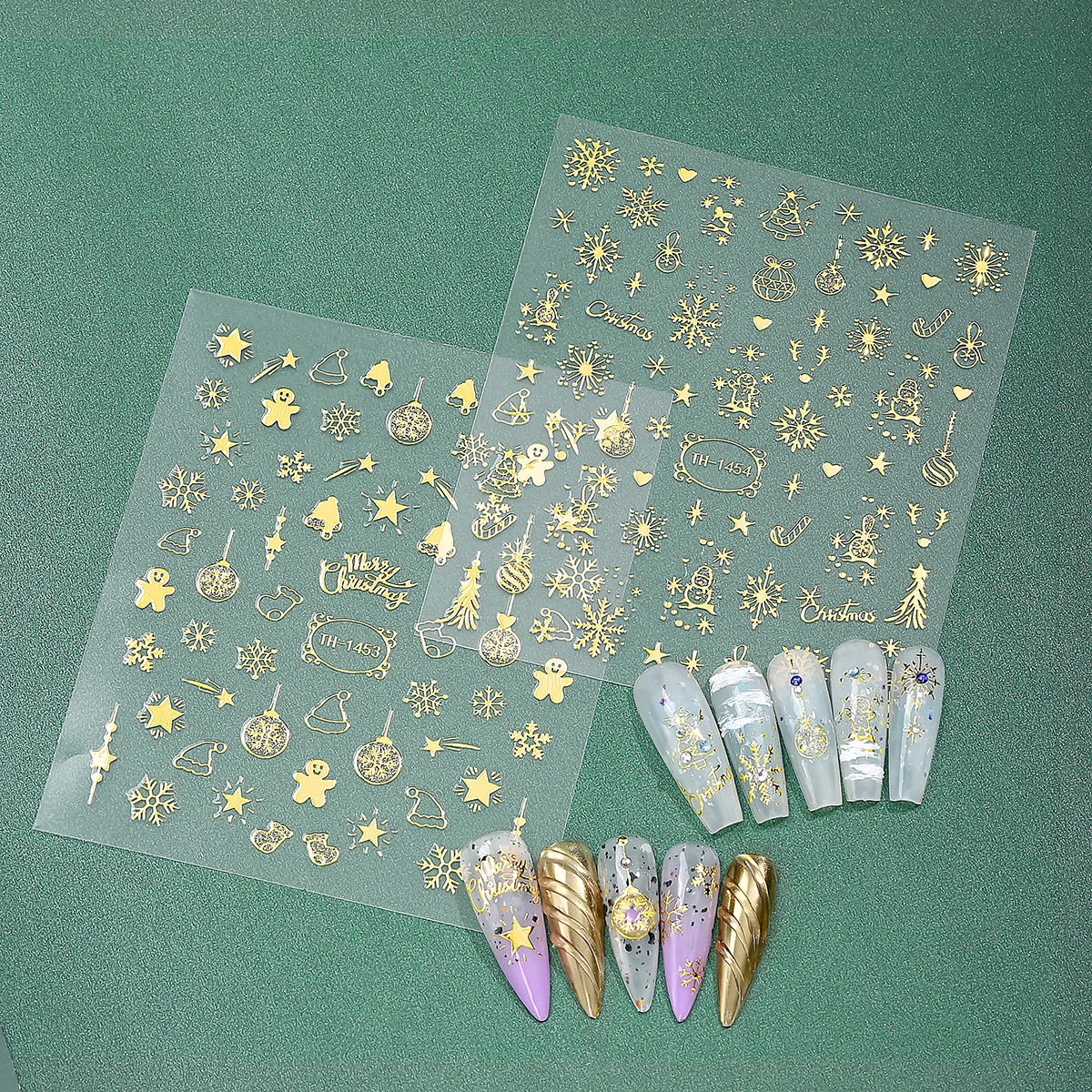 3D Christmas Nail Art Stickers Gold Snowflake Star Christmas Tree Winter Adhesive Nail Decals for New Year Manicure Decoration