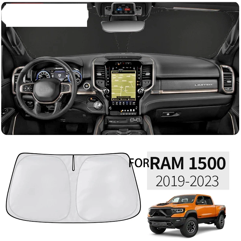 

For Dodge Ram 1500 2019-2023 Front Window Sun Shade Car Styling Nano-Insulat Windshield Sunshade Visor Auto Interior Accessories