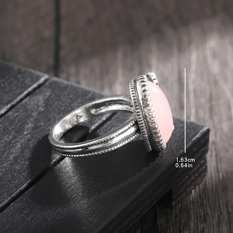 Retro Natural Pink Coral Stone Rings for Women Exquisite Rose Flower Rings Female Wedding Engagement Ring Fashion Jewelry