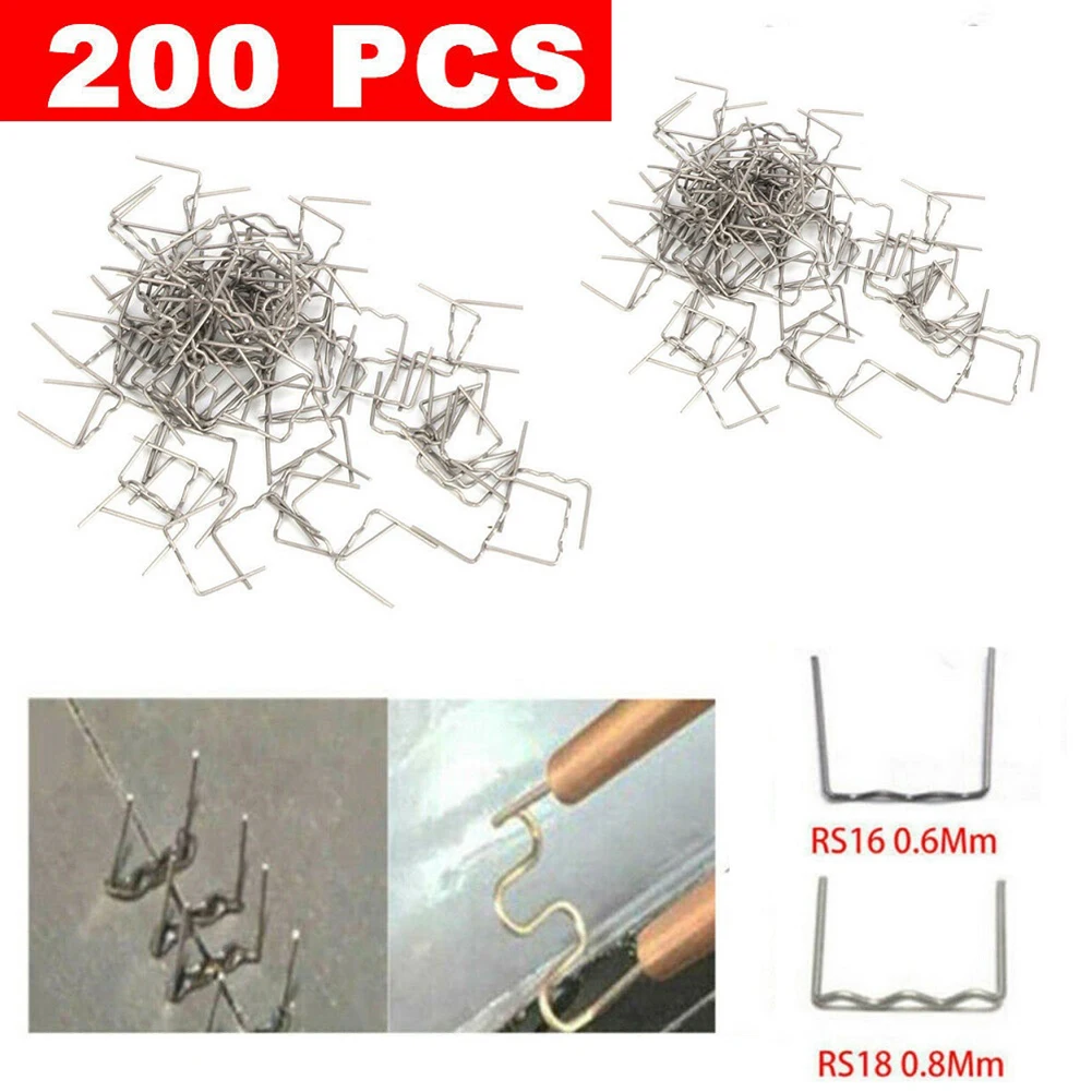 

Welding Staples Soldering Supplies Welder Parts Hot Stapler Flat Staples 200pcs 0.6mm 0.8mm For Plastic Welder Car Bumper Repair