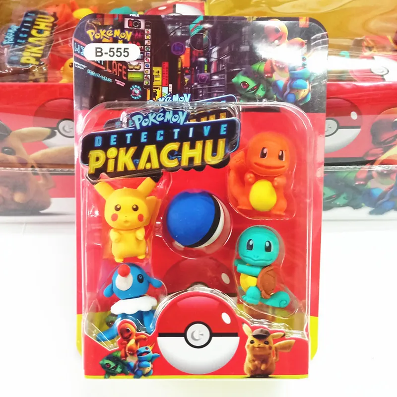 Pokemon 3D Eraser Anime Pikachu Charmander Bulbasaur 3D Model Cute Learning Stationery Set Children\'s Toy Birthday Gift