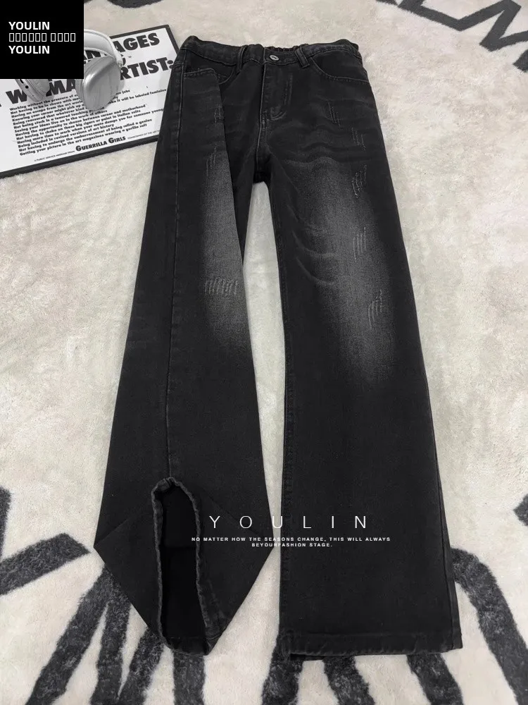 

Мужские джинсы American Vintage с прямым кроем и флисовой подкладкой, повседневные, молодежные, трендовые, с расклешенными штанинами, идеальная посадка