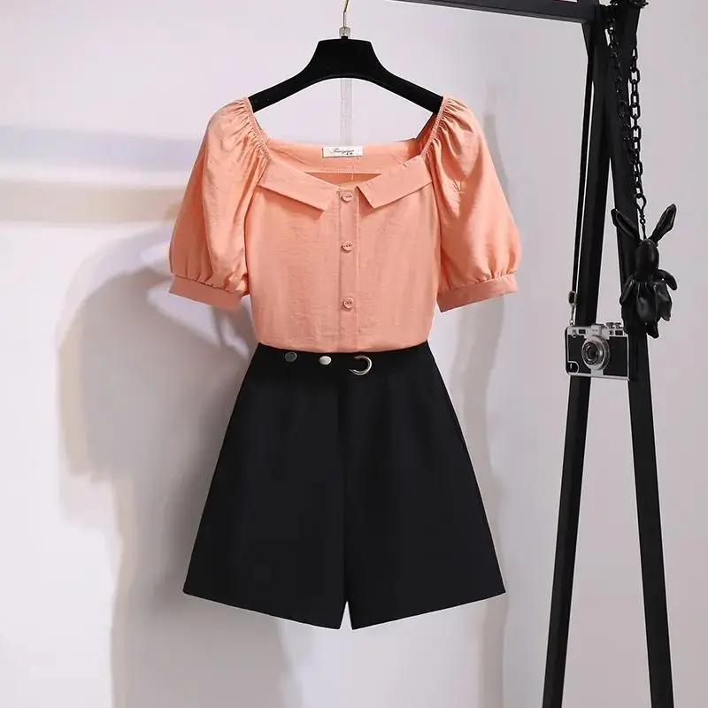2024 Summer New Shorts Set Women's Loose Small Stature Light Mature Fashion Short Sleeved Shirt Two Piece Set