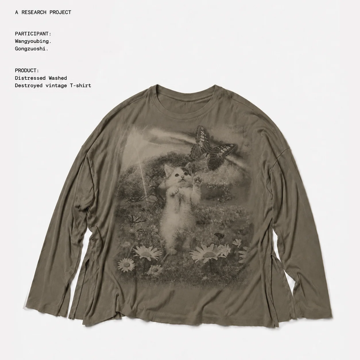 Wang Studio Vintage Floral   Long Sleeve T-Shirt Youth Summer Loose Fit Cotton Casual round Neck Tee for Men And ...