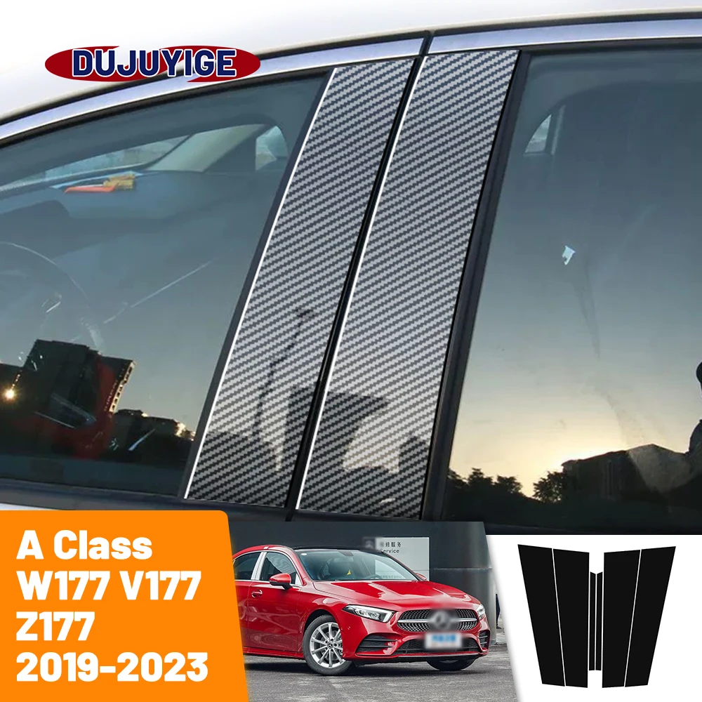 

For Mercedes Benz A Class W177 V177 Z177 2019-2023 2020 Carbon Fiber Window Door Column Deal B C Pillar Post Cover Trim Sticker