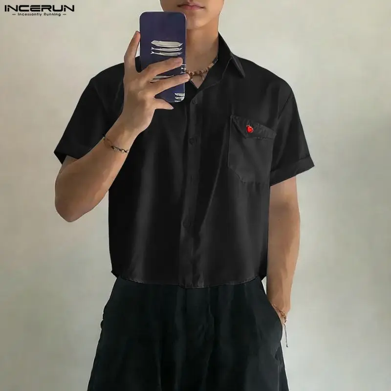 

INCERUN Men's Shirt Summer Embroidery Lapel Short Sleeve Men Clothes Streetwear 2026 Loose Stylish Casual Shirts For Man Tops