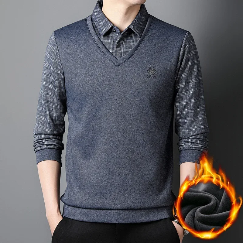 2024 Autumn Men's Polo Shirt Striped Sleeve Long Fashion Autumn Warm Clothing Casual Korean Polo T Shirt for Men Tops