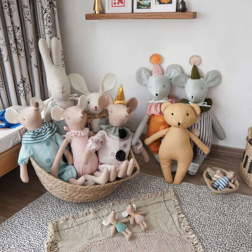 2025, Baby-Plüschtier, bequem, schlafend, niedliches Kaninchen, Bär, Maus, Baby-Mädchen-Puppe, Stoffpuppe