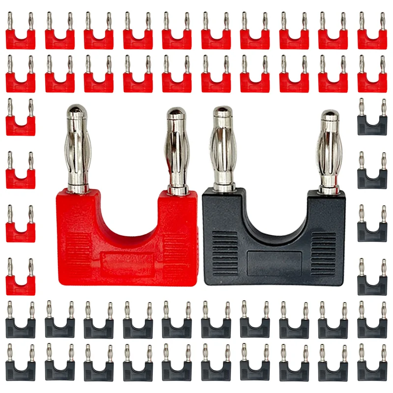 

8Pcs/4Pair 4mm Double Row Banana Plug Audio Speaker Connector Twin Banana Plug Amplifier Terminal Couple Banana Socket Adapter