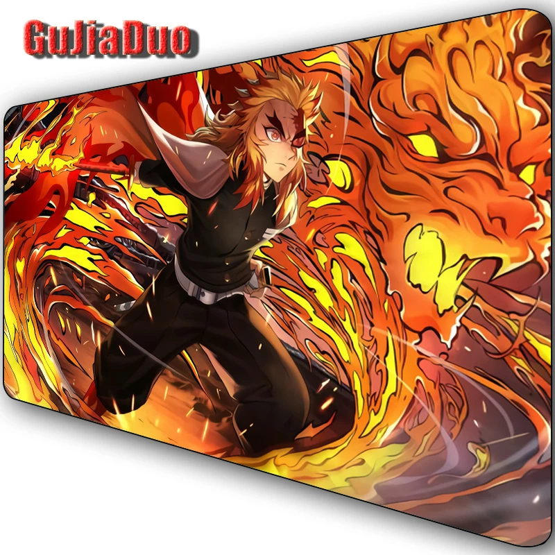 Rengoku Kyoujurou Mange Mouse Pad Computer Table Pad XXL Anti-slip Anime Mousepad Gaming Room Accessories Desk Mat Gamer Cabinet