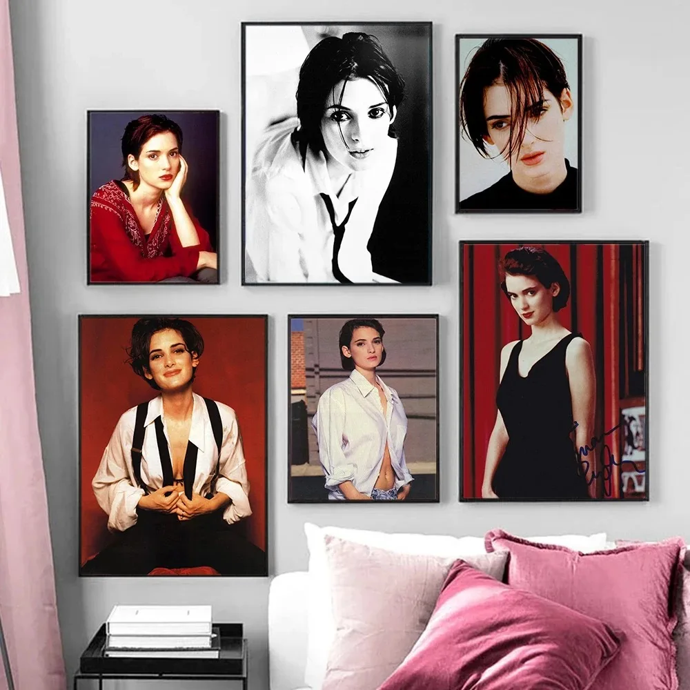 Retro Actor Winona Ryder Poster Old Photo Beautiful Woman Canvas Painting Wall Art Pictures Room Bar Cafe Home Decor Gift