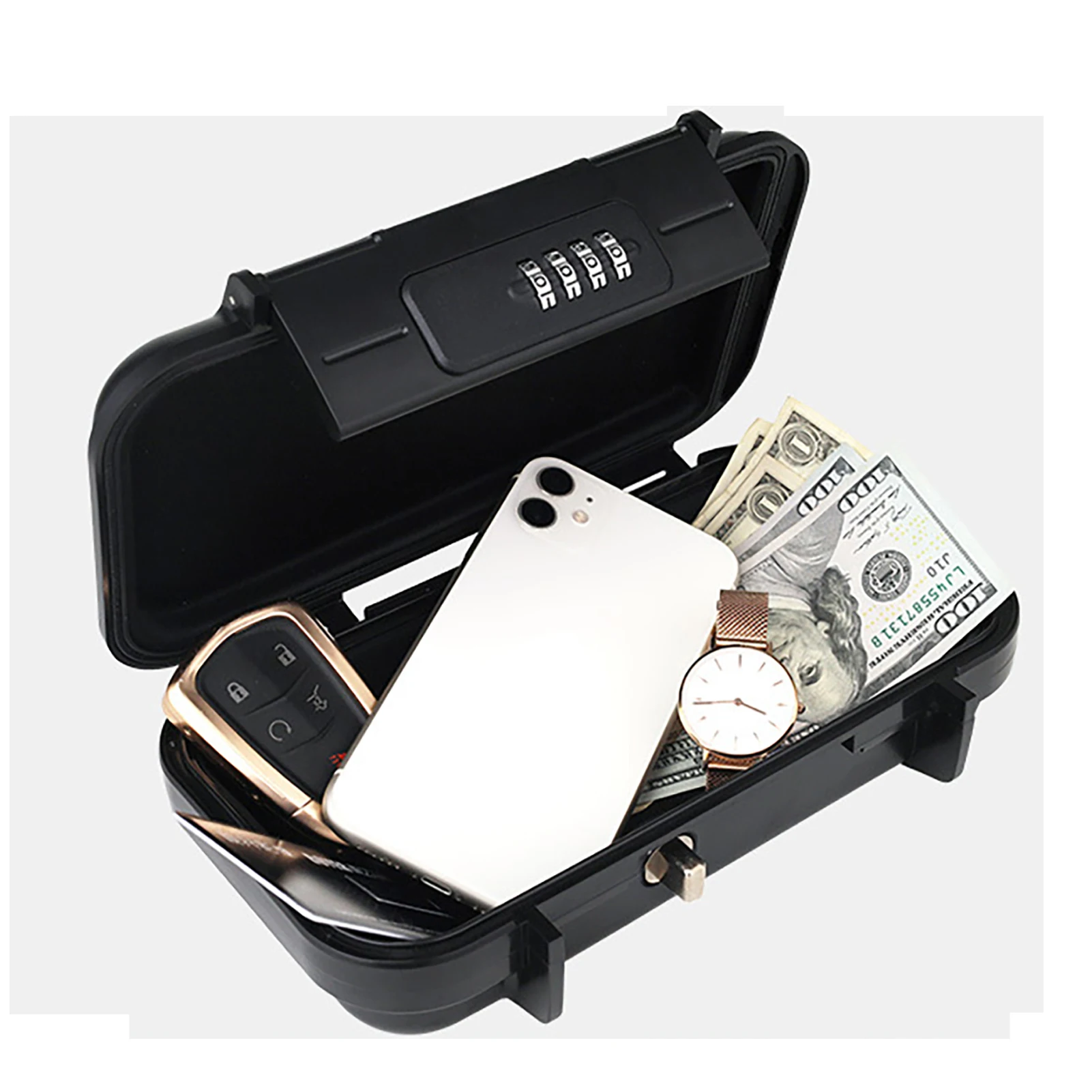 Portable Safe Box Travel Safe Box Large Keys Phone Lockbox Code Waterproof Key Lock Box with Removable Cable Handles