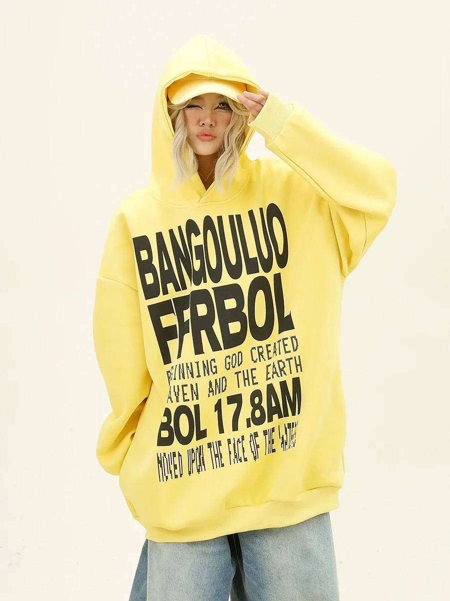 

Letter Hoodies Women's 2024 Autumn New Loose Bf American Retro Versatile Couple Top Tide