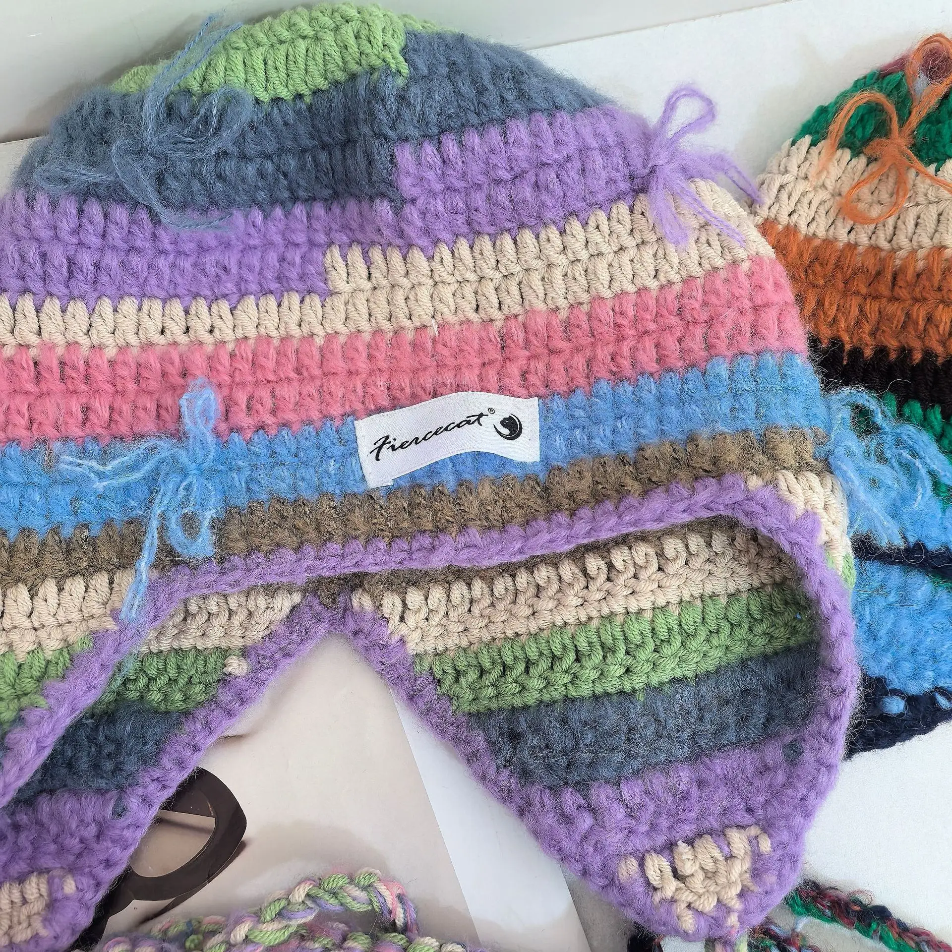 Color Rough Edge Wool Hat Women\'s Autumn Winter Dopamine Wear Warm Knitted Hat Student Ear Protection Windproof Bomber Hat