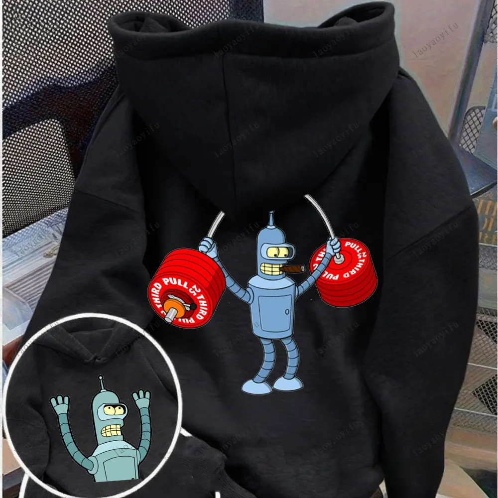 Futurama Hoodie Funny Robots Men Hoodie Cartoon Pullover New Casual Simple Versatile Sweatshirt Aesthetic Sportswear