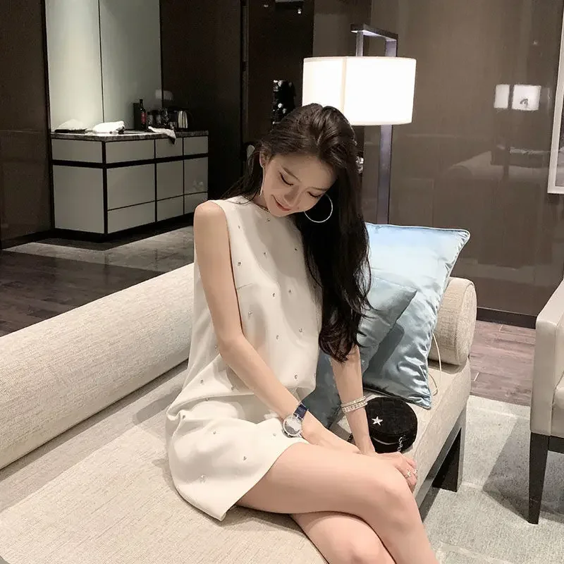 2024 summer new casual comfort high-end light luxury socialite small dress dress temperament white vest dress