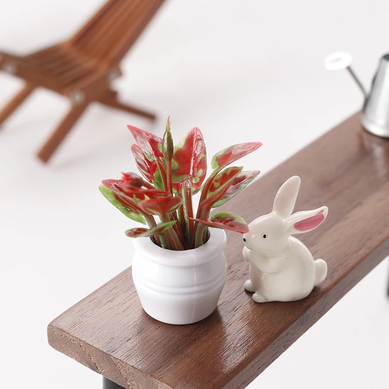 3Pcs 1:12 Dollhouse Miniature Plant Potted Model Doll Home Plant Decoration Micro Landscape Garden Decor Accessories