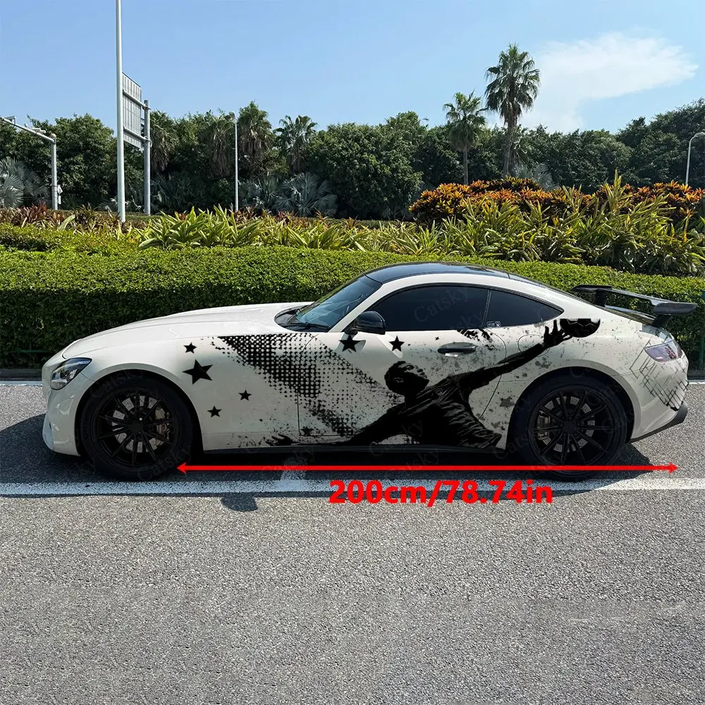 2pcs Basketball Silhouette And Stars, Durable, Fade-resistant, Enhance Vehicle Aesthetics With Artistic Design Car Vinyl Wraps