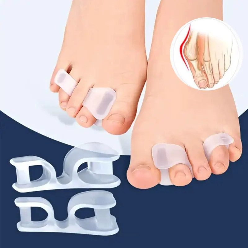New Good 2Pcs Big Toe Two Hole Thumb Valgus Toe Separator Silicone Gel Foot Fingers Protector Corrector Pedicure Foot Care Tool