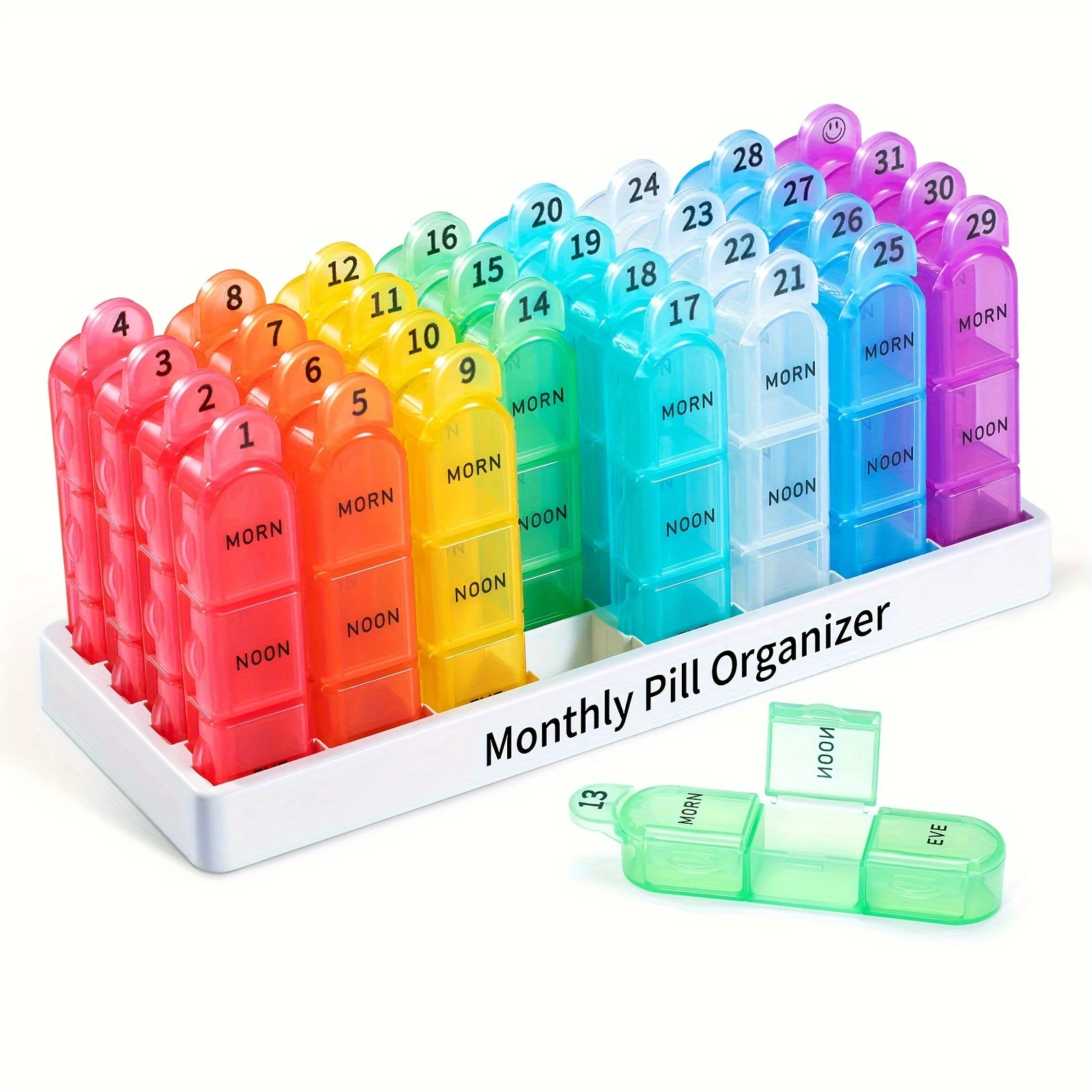 

Monthly Pill Organizer 2 Times A Day - 30 Day Pill Box AM PM One Month Medicine Organizer Hold Vitamins Supplements Medication