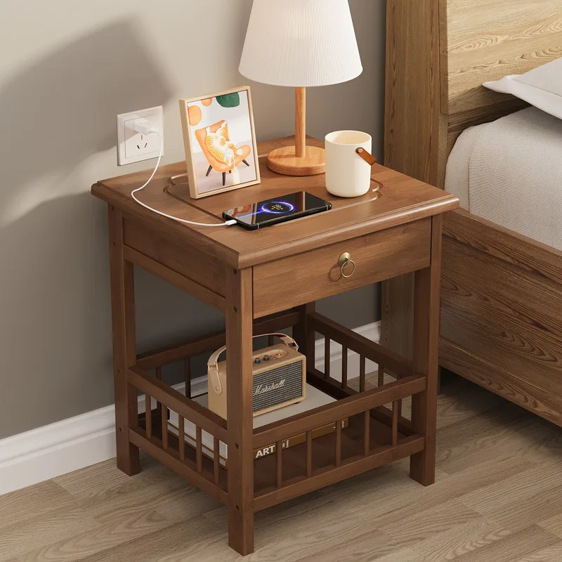 

Bedside table simple small bedroom bedside table room storage rack side few cabinets bamboo solid wood special new models