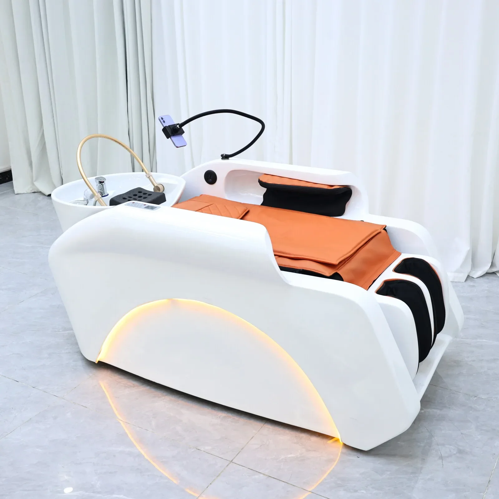 Plug-In Automatic Massage Shampoo Bed - Built-In Electric Massager for Hair Salon Head SPA Hydrotherapy Furniture