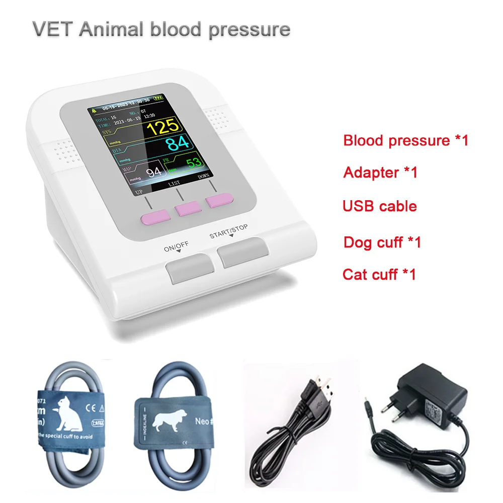 Cat Dog Sphygmomanometer Digital Veterinary NIBP Blood Pressure Monitor, Oximeter Probe Animal Circuference Cuff CONTEC08A-VET