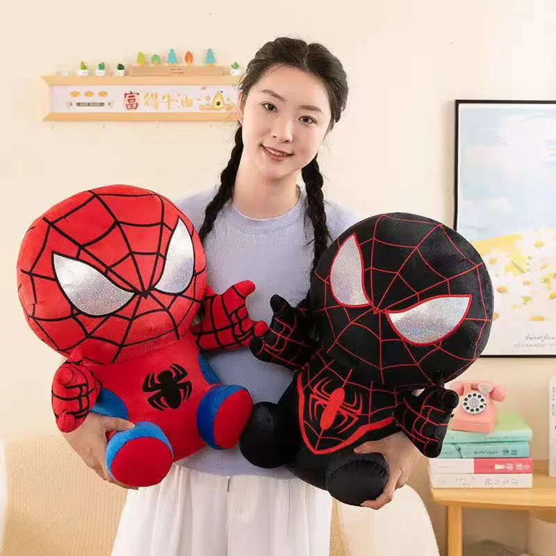 @HOT Sels Anime Spider Man Plush Doll Kawaii Cute Cartoon Red Black Stuffed Doll Home Room Decor Peluche Pillow Birthday Gift