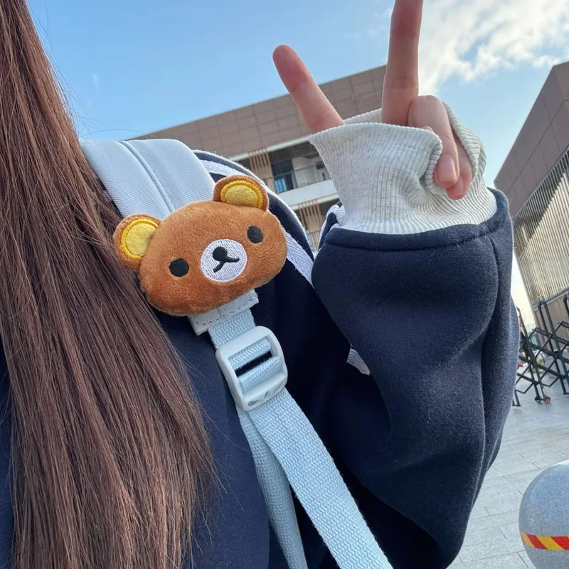 Cartoon Rilakkuma Kawaii Fluffy Cute Soft Plush Bear Keychain Bag Charm Backpack Decoration Pendant Gift For Bestie Friend Gifts