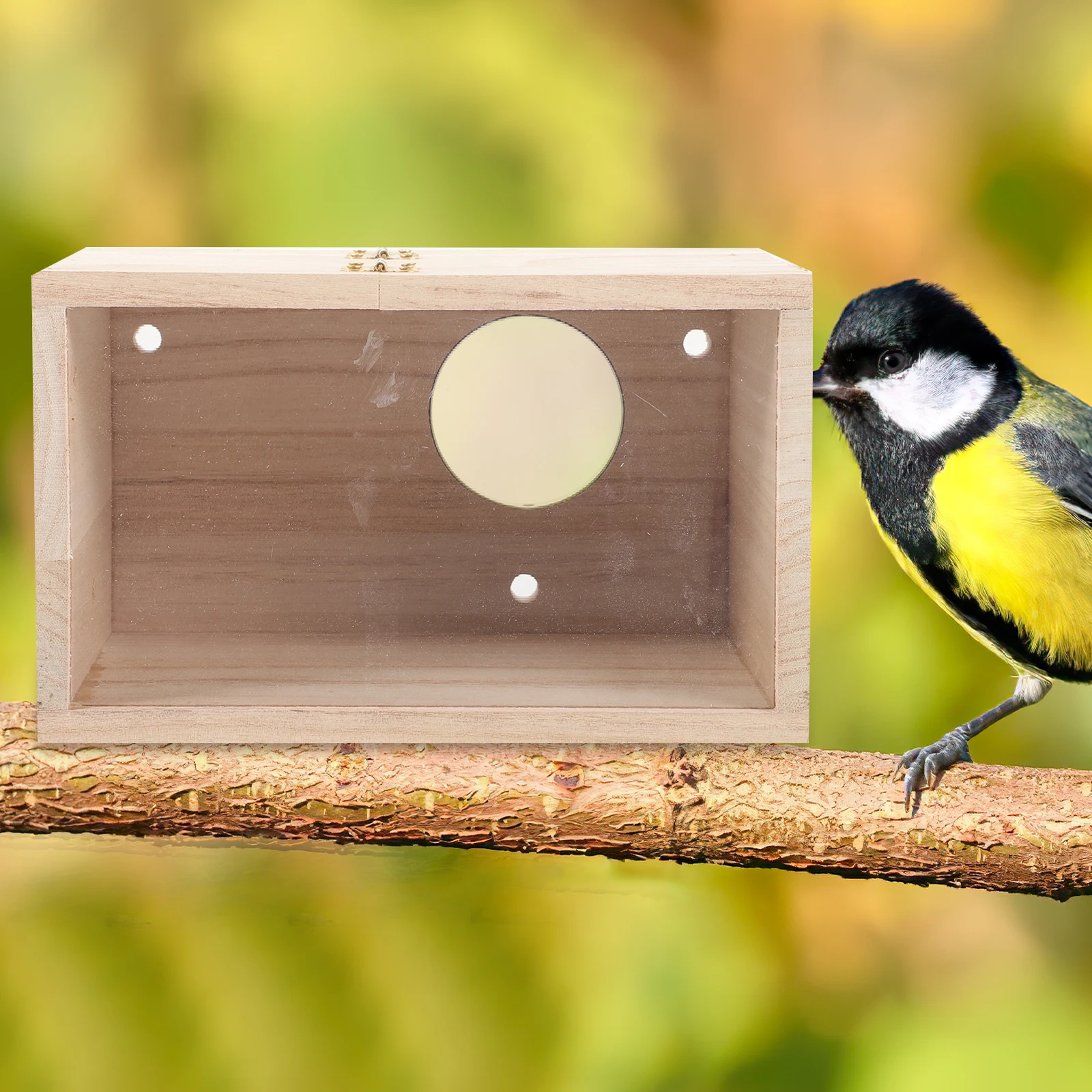

Wooden Bird House 12x12x19.5cm Parakeet Nesting Safe Breeding Habitat for Small Parrots Pet Birds Garden Home Use Cockatiel