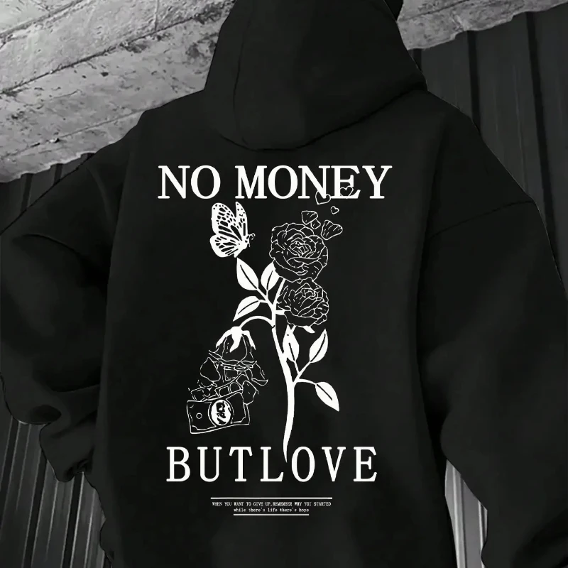 

2025 New Loose Men's Floral Letter Printing Hooded Warm Windproof Sweater Spring and Autumn Comfortable Versatile Jumper