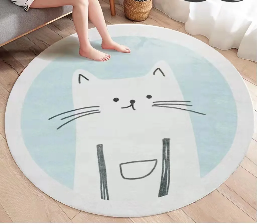 Smiling Face Printed Round Carpets For Home Living Room Bedroom Decor Bedside Sofa Chair Area Rugs Soft Children Play Floor Mats