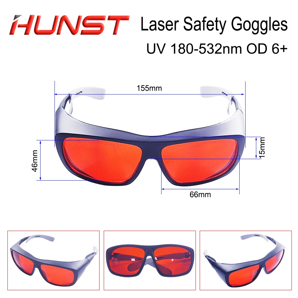 HUNST OD 6+ Professional Laser Glasses Protective Goggles for 355nm UV Laser 450nm Blue Laser and 520nm 532nm Green Laser