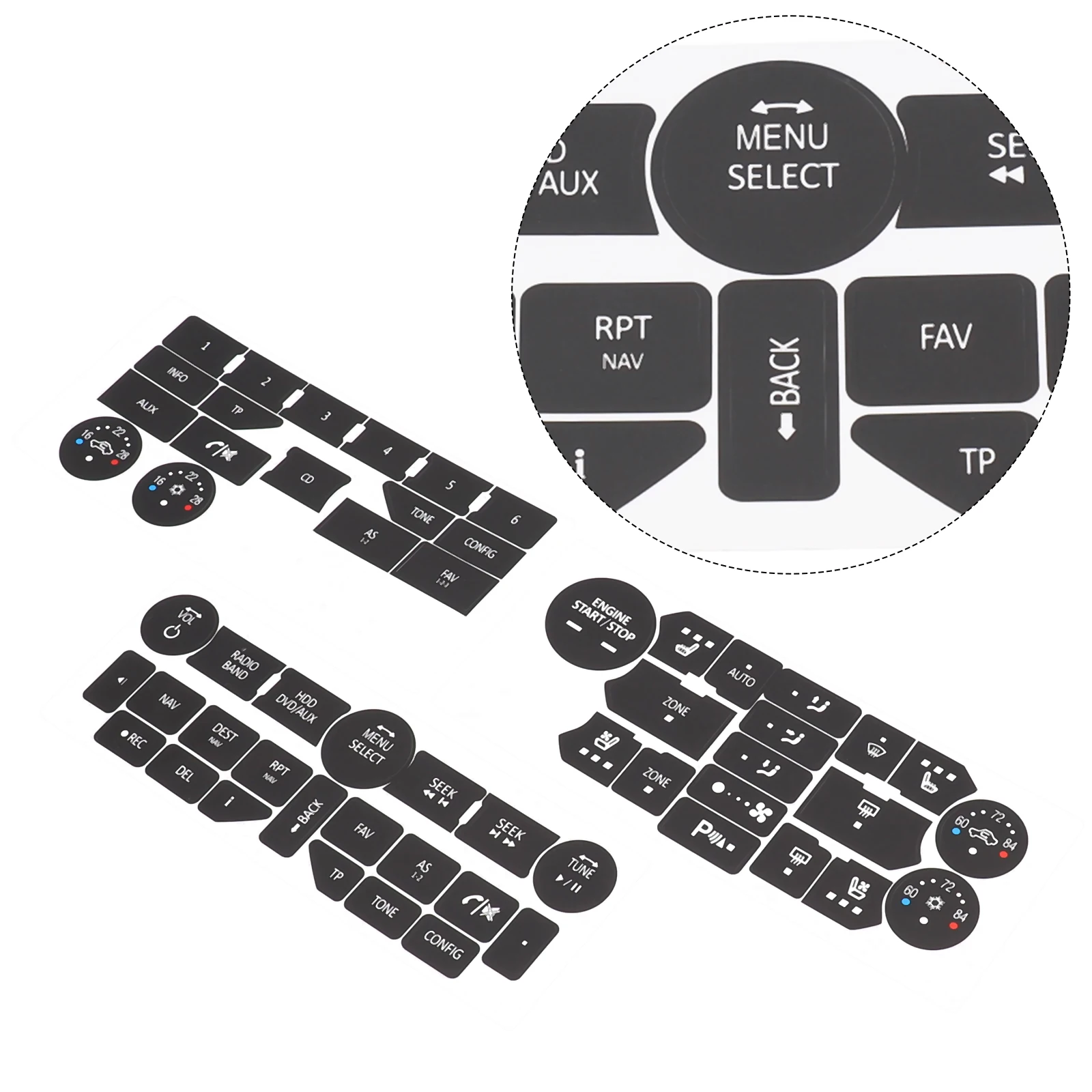 Sticker Repair Stickers Climate Control Radio Stickers for SAAB 3rd Gen 95NG 94X Black Overlay & White Lettering